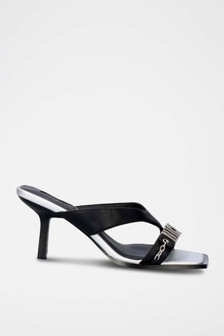 Mules à talons en cuir - Noir
