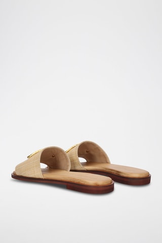 Mules en cuir Lindos - Beige et doré