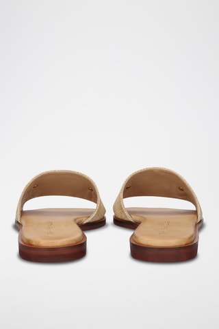 Mules en cuir Lindos - Beige et doré