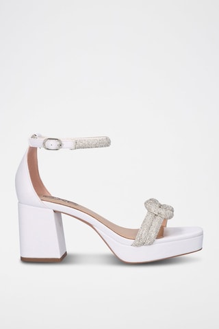 Sandales à talons - Argenté et blanc