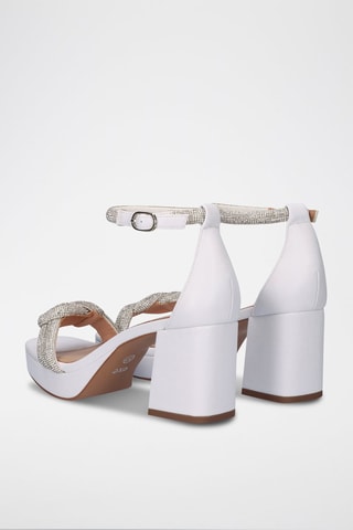 Sandales à talons - Argenté et blanc