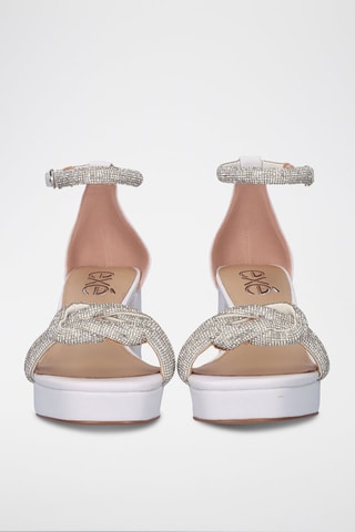 Sandales à talons - Argenté et blanc