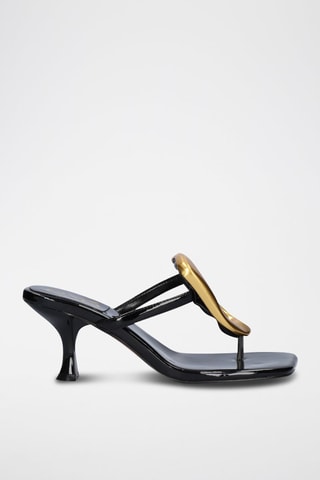 Mules à talons vernies Sissy - Doré et noir