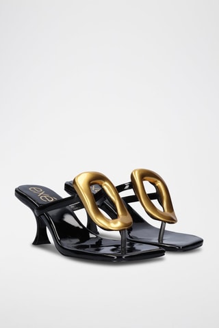 Mules à talons vernies Sissy - Doré et noir