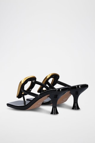 Mules à talons vernies Sissy - Doré et noir