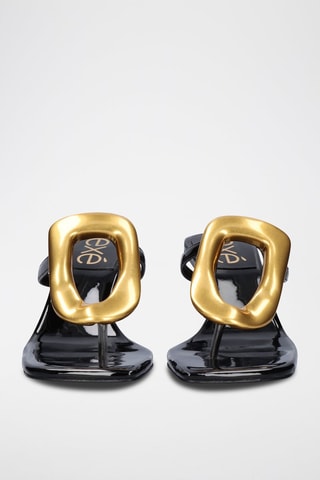 Mules à talons vernies Sissy - Doré et noir