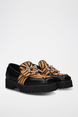 Mocassins plateformes - Orange et noir