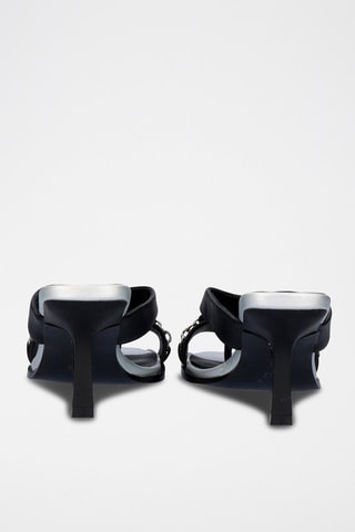 Mules à talons en cuir - Noir