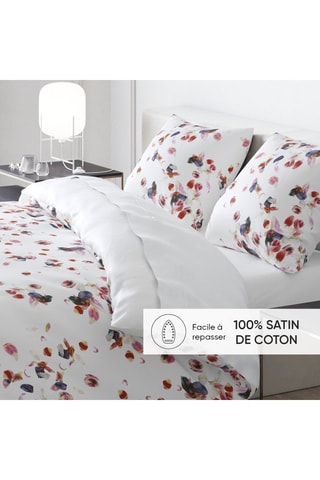 Taie de traversin en satin de coton 80 fils/cm² Aurore - Blanc