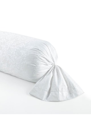 Taie de traversin en satin de coton 160 fils/cm² Fleur royale - Blanc