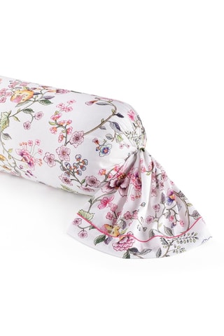 Taie de traversin en satin de coton 80 fils/cm² Jardin secret - Blanc