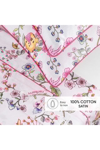 Taie de traversin en satin de coton 80 fils/cm² Jardin secret - Blanc