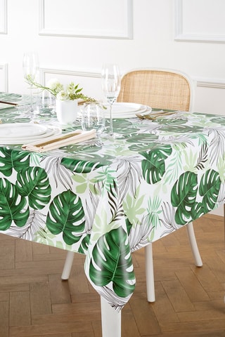 Nappe en toile cirée Pause exotique - Blanc et vert