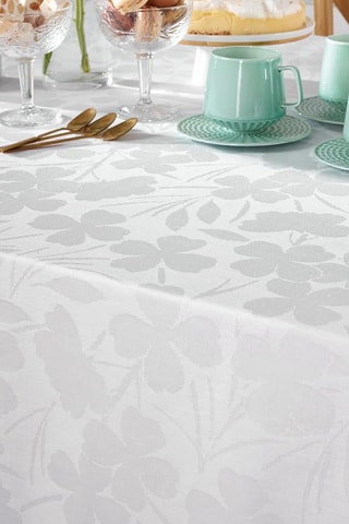Nappe Jacquard Petites Fleurs - Blanc