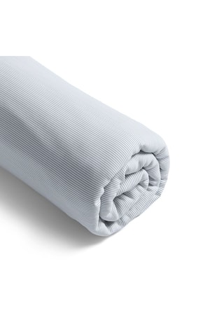 Drap-housse en satin de coton 80 fils/cm² Rayures fines - Bleu clair