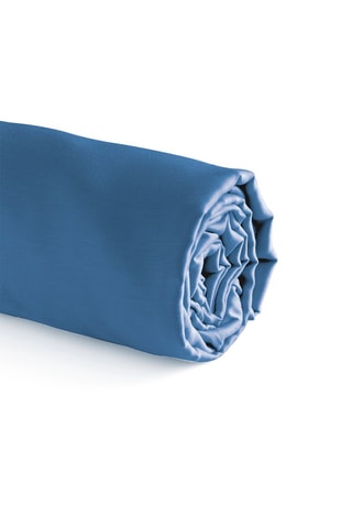 Drap-housse en satin de coton 200 fils/cm² Aurore - Bleu
