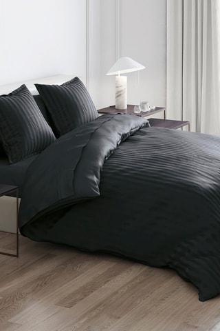 2 taies d'oreiller en satin de coton 80 fils/cm² Dobby - Noir