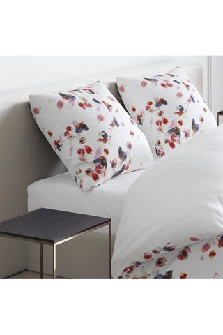 Taie d'oreiller en satin de coton 200 fils/cm² Aurore - Blanc et rose