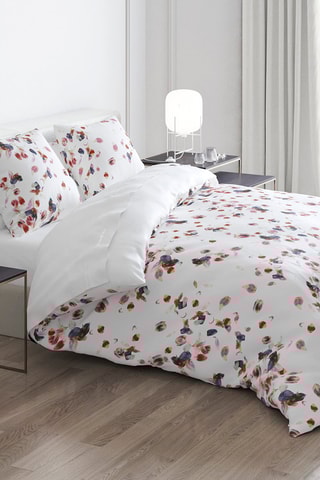 Taie d'oreiller en satin de coton 200 fils/cm² Aurore - Blanc et rose