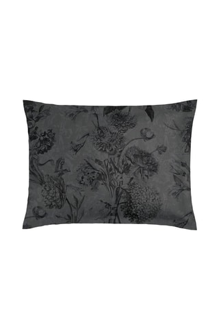 2 taies d'oreiller en satin de coton 200 fils/cm² Flore - Noir et anthracite