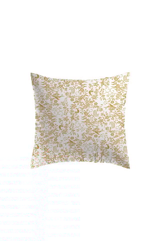 2 taies d'oreiller en satin de coton Birds - Jaune et blanc