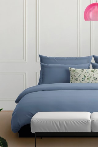 2 taies d'oreiller en satin de coton 80 fils/cm² - Bleu