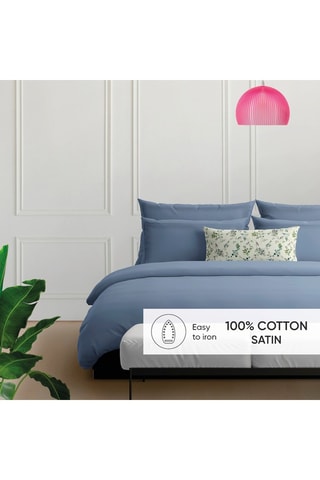 2 taies d'oreiller en satin de coton 80 fils/cm² - Bleu