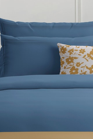 2 taies d'oreiller en satin de coton 80 fils/cm² - Bleu