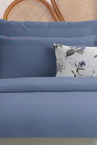 2 taies d'oreiller en satin de coton 80 fils/cm² - Bleu