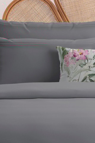 2 taies d'oreiller en satin de coton 80 fils/cm² - Gris