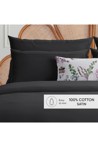 2 taies d'oreiller en satin de coton 80 fils/cm² - Noir