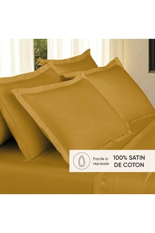 2 taies d'oreiller en satin de coton 80 fils/cm² - Jaune
