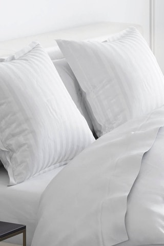 2 taies d'oreiller en satin de coton 80 fils/cm² Dobby - Blanc