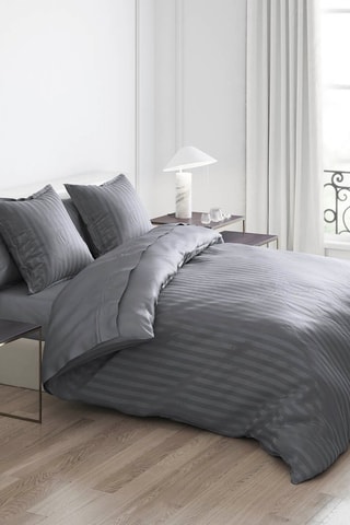 2 taies d'oreiller en satin de coton 80 fils/cm² Dobby - Gris foncé