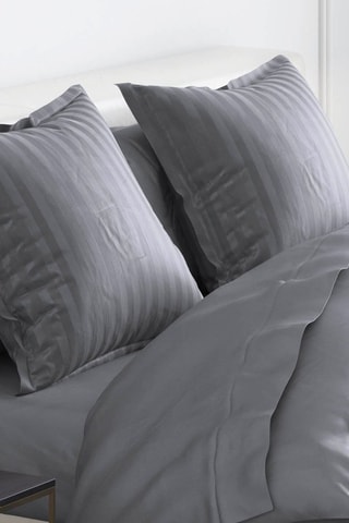 2 taies d'oreiller en satin de coton 80 fils/cm² Dobby - Gris foncé