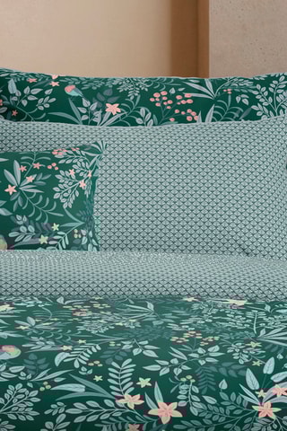 2 taies d'oreiller en satin de coton 200 fils/cm² Forêt Enchantée - Vert