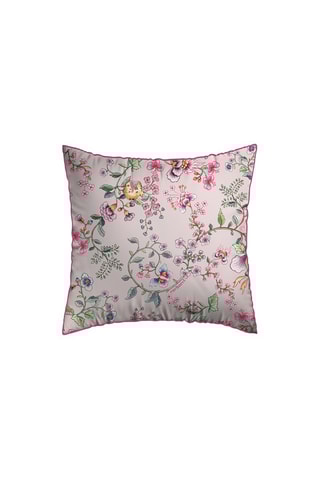2 taies d'oreiller en satin de coton 200 fils/cm² Jardin Secret - Blanc et rose pâle