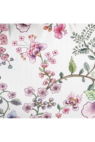 2 taies d'oreiller en satin de coton 200 fils/cm² Jardin Secret - Blanc et rose pâle