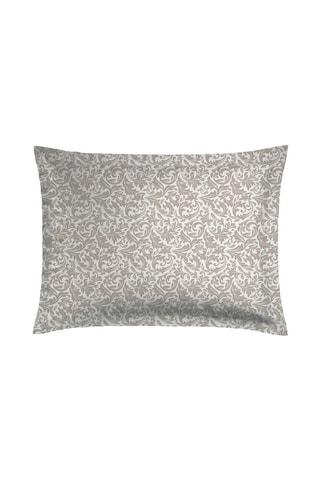 2 taies d'oreiller en satin de coton 200 fils/cm² Romanesque - Taupe et blanc