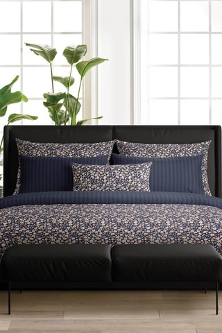 Parure de couette en satin de coton 200 fils/cm² Meadow - Bleu foncé