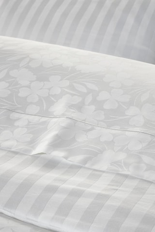 Parure de couette en satin de coton 120 fils/cm² Jacquard Petites Fleurs - Blanc
