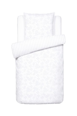 Parure de couette en satin de coton 120 fils/cm² Jacquard Petites Fleurs - Blanc