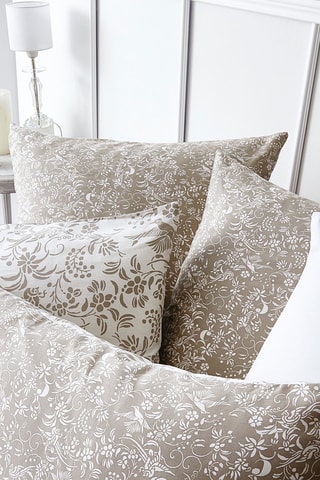 Parure de couette en satin de coton 80 fils/cm² Birds - Taupe