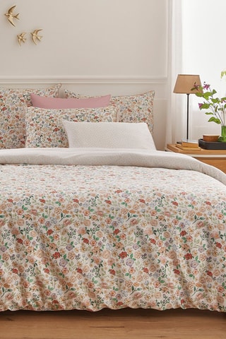 Parure de couette en satin de coton 200 fils/cm² Meadow - Blanc