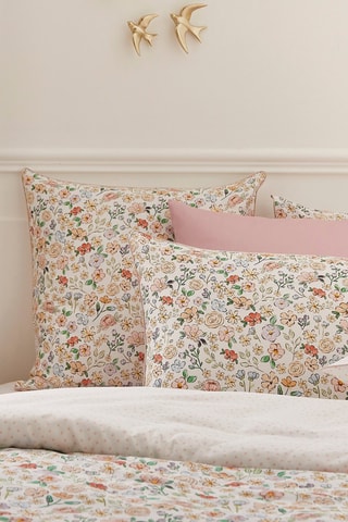 Parure de couette en satin de coton 200 fils/cm² Meadow - Blanc