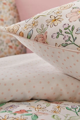 Parure de couette en satin de coton 200 fils/cm² Meadow - Blanc