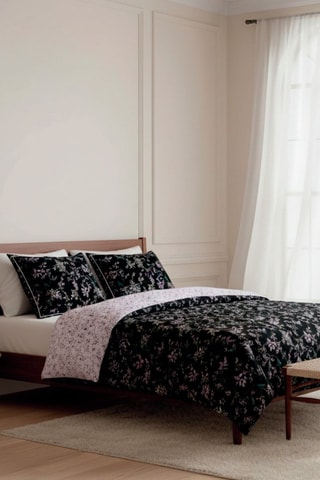 Parure de couette en satin de coton 80 fils/cm² Eden Sauvage - Noir