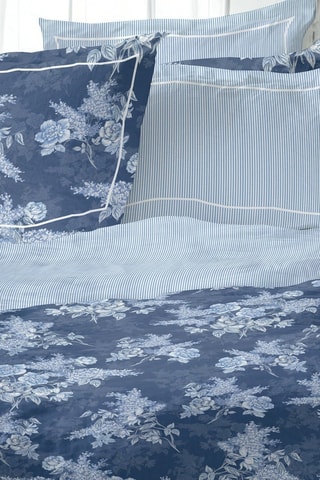 Parure de couette en satin de coton 80 fils/cm² Noctalia - Bleu marine