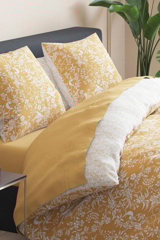 Parure de couette en satin de coton 80 fils/cm² Birds - Jaune