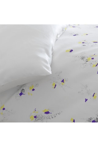 Parure de couette en satin de coton 200 fils/cm² Esquisse Floral - Blanc